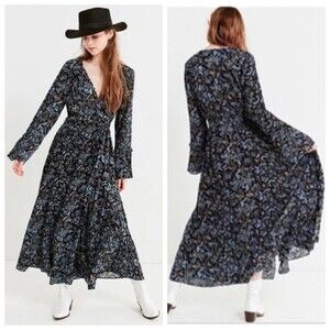 Urban Outfitters Emma Grace Floral Maxi Faux Wrap Midi Dress Women’s Size XS